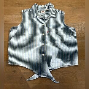 Levi's Button Down Sleeveless Tie Front Shirt